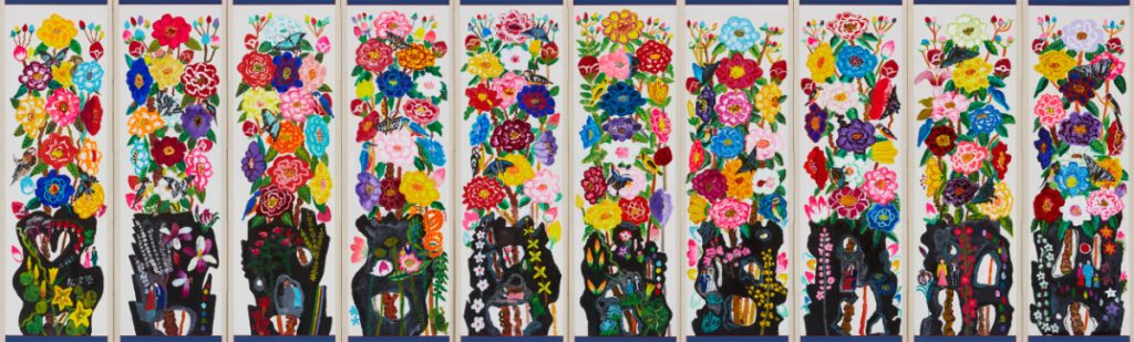 병풍 Kim Chonghak, Peonía metamorfoseada, 2006.
